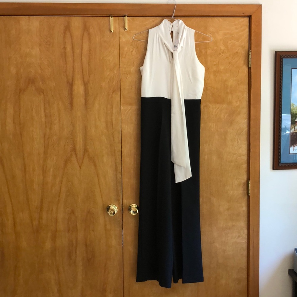 Ann Taylor White and Black Jumpsuit